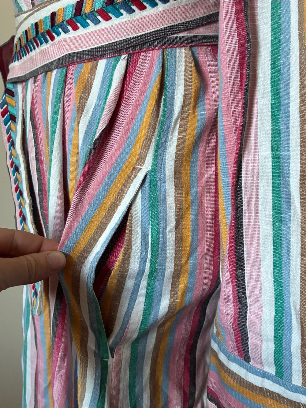 Xirena Striped Tie Waist Button Front Resort Boho Maxi Dress size XS - Picture 9 of 12